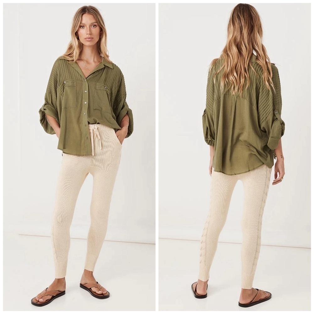 Spell & The Gypsy Linda Knit Pants in Sand Joggers Drawstring Size XXL